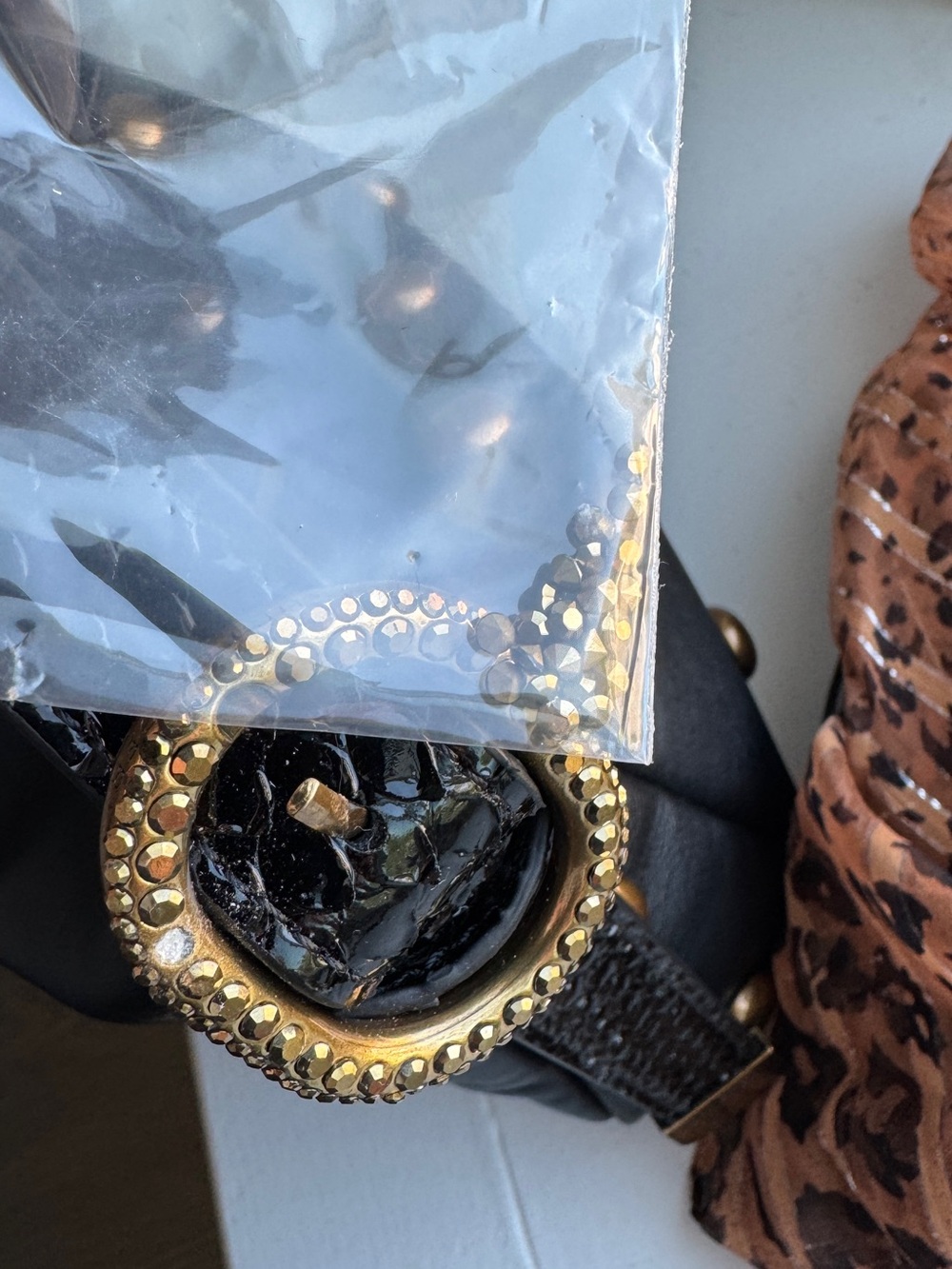 Kurt Geiger London Chelsea Black & Gold Statement Studded Leather Shoulder Bag - Picture 14 of 15